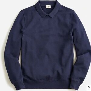 J Crew Piqué fleece collared sweatshirt navy men’s medium